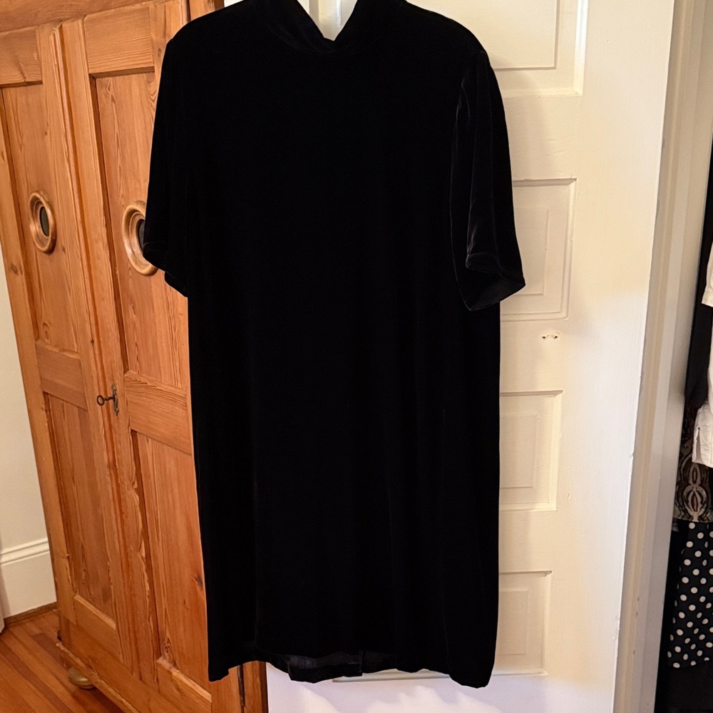 Eileen Fisher Black velveteen dress large